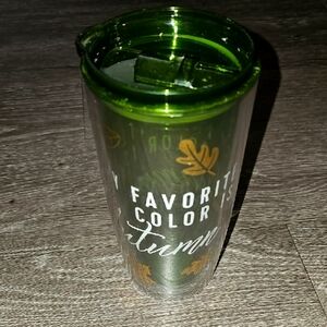 Autumn green and clear tumbler cup. Nwts!